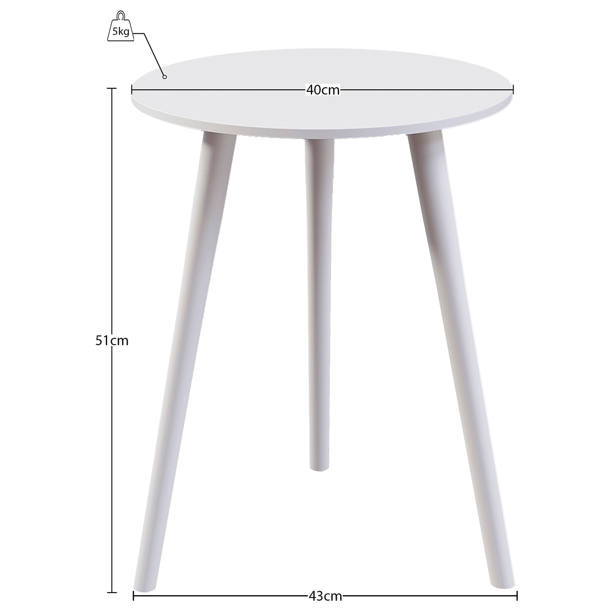 Round Side Table - White