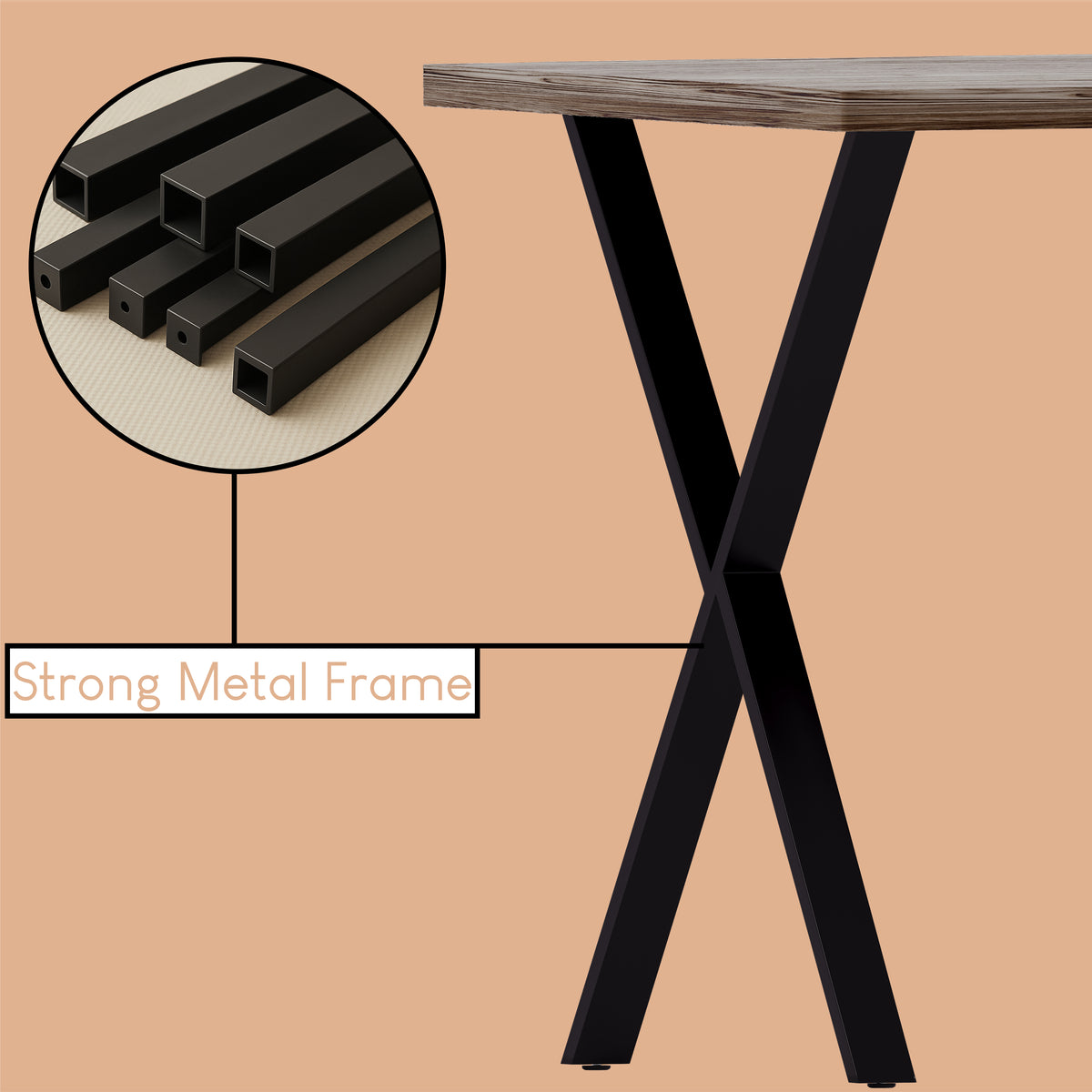 Gaming Desk With X Shape Legs, Walnut