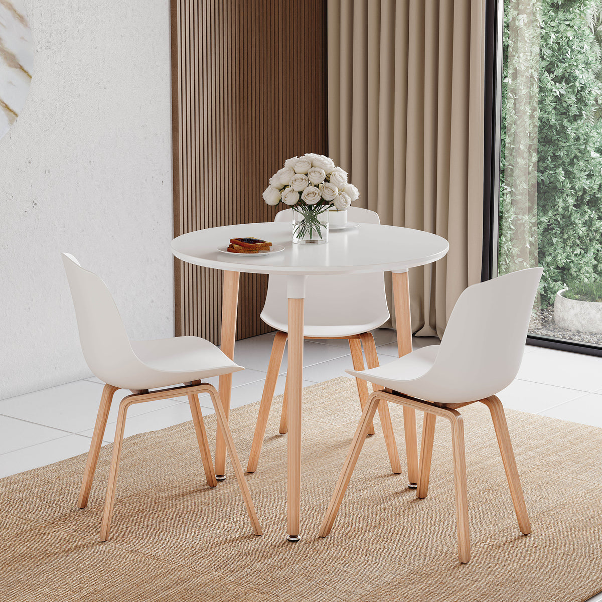 Batley 3-Seater Round Dining Table - White