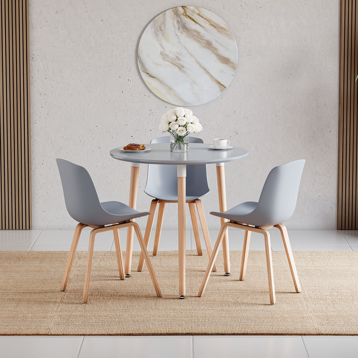 Batley 3-Seater Round Dining Table - Grey