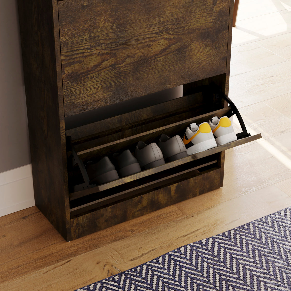3-Drawer Shoe Cabinet - Dark Wood