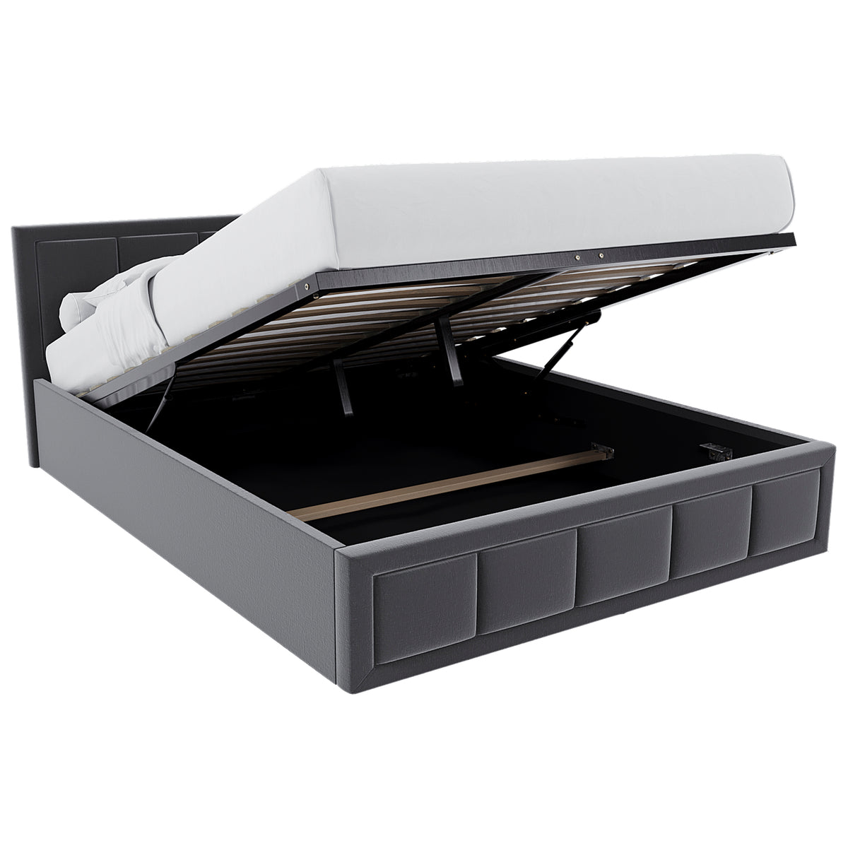 Vanita Double Fabric Ottoman Bed, Dark Grey UKFR