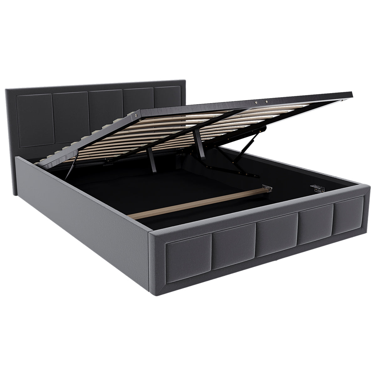 Vanita Double Fabric Ottoman Bed, Dark Grey UKFR