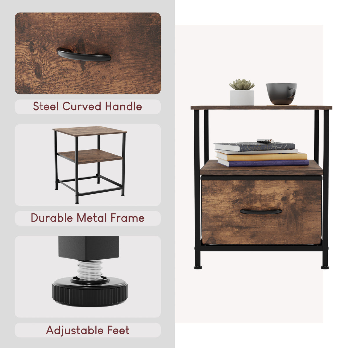 Chorley 1 Drawer Fabric Drawer Chest, Rustic Brown