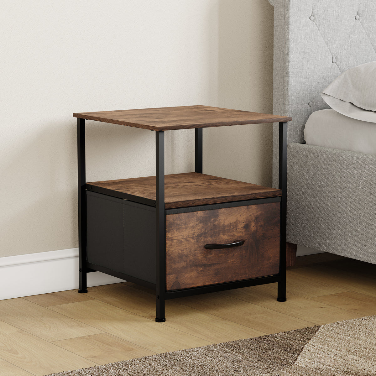 Chorley 1 Drawer Fabric Drawer Chest, Rustic Brown