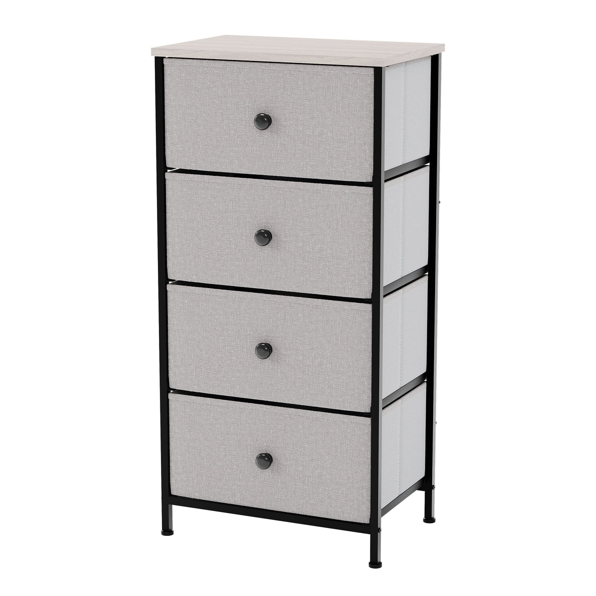 Chorley 4 Drawer Fabric Drawer Chest, Beige & Grey Wood