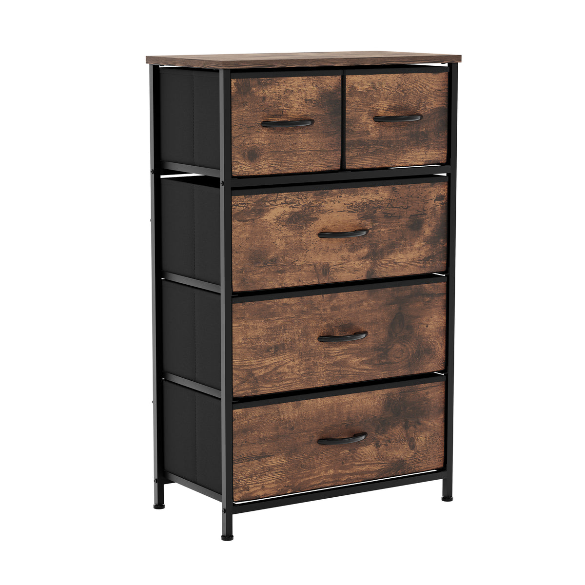 Chorley 5 Drawer Fabric Drawer Chest, Rustic Brown