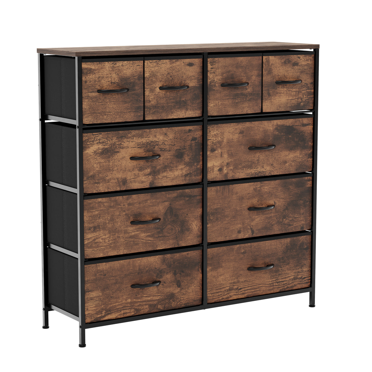 Chorley 10 Drawer Fabric Drawer Chest, Rustic Brown