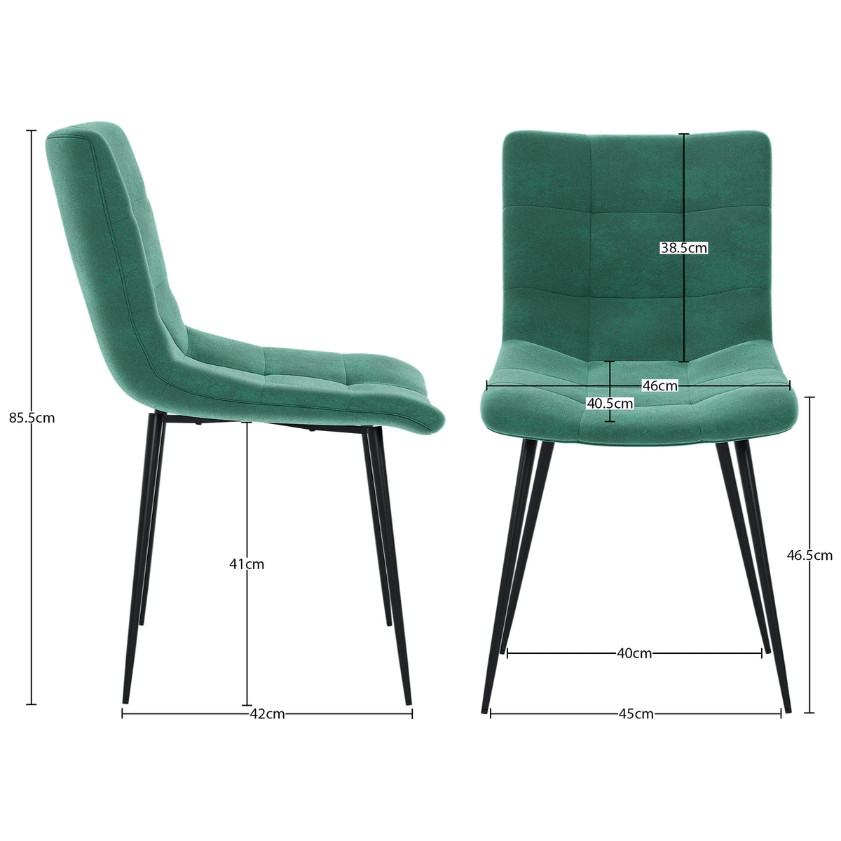 Richton Set Of 4 Fabric Dining Chairs, Green