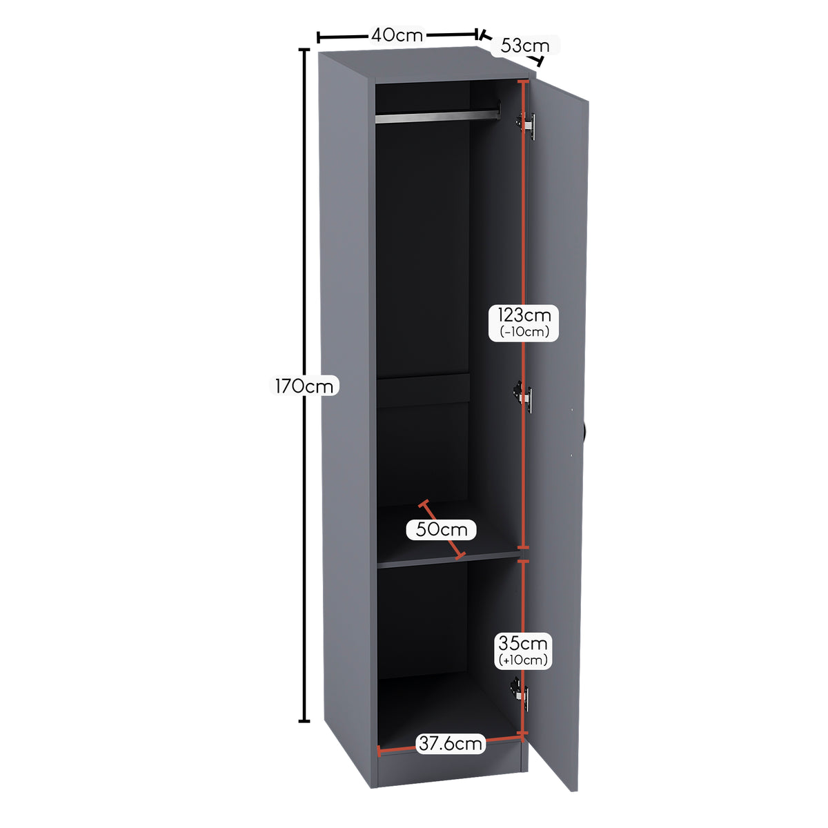 Riano 1 Door Wardrobe, Grey