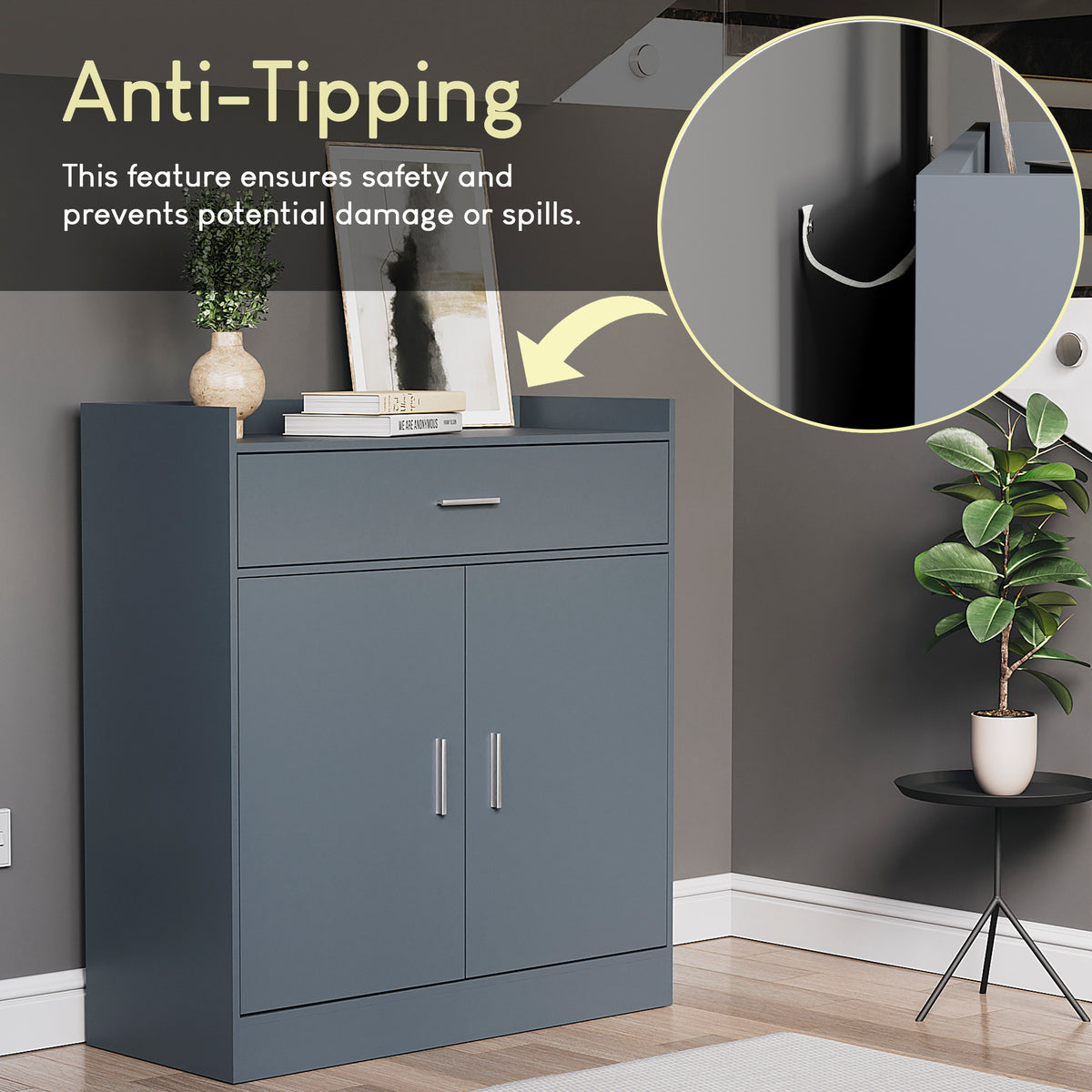 Dalby 2-Door 1-Drawer Shoe Cabinet, Grey