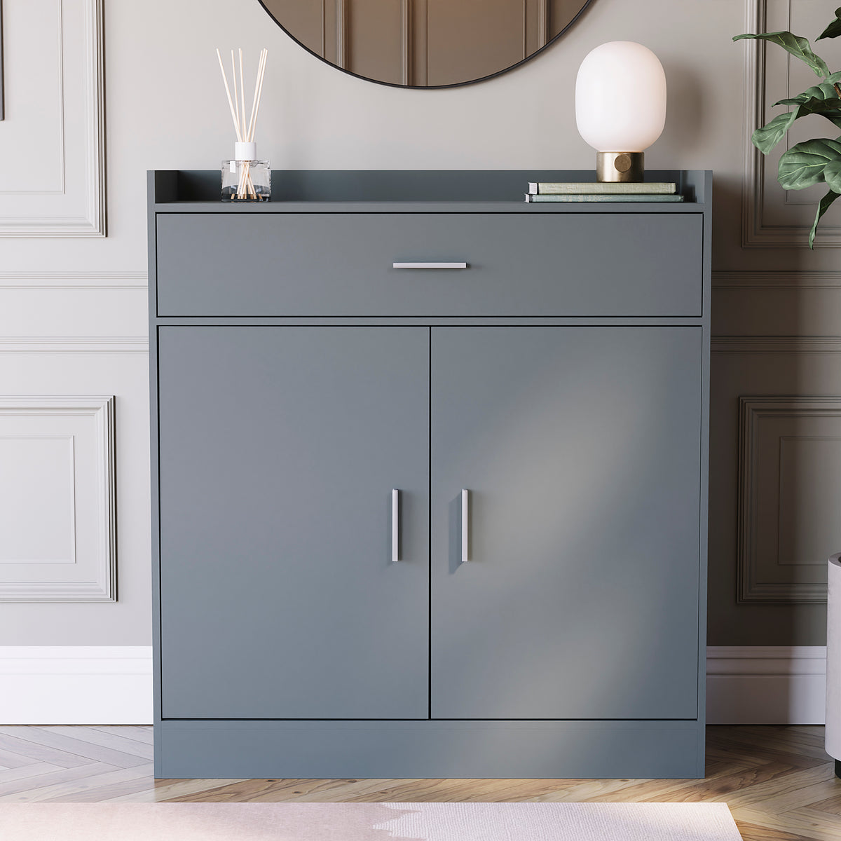Dalby 2-Door 1-Drawer Shoe Cabinet, Grey