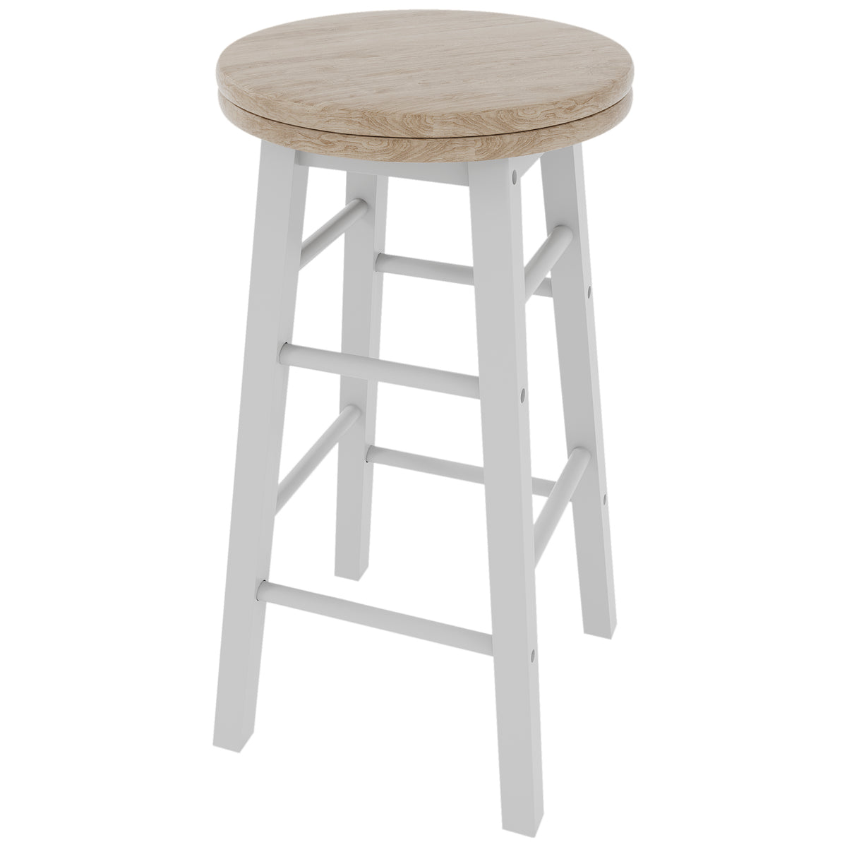 Wooden Revolving Bar Stool, White, Set Of 2