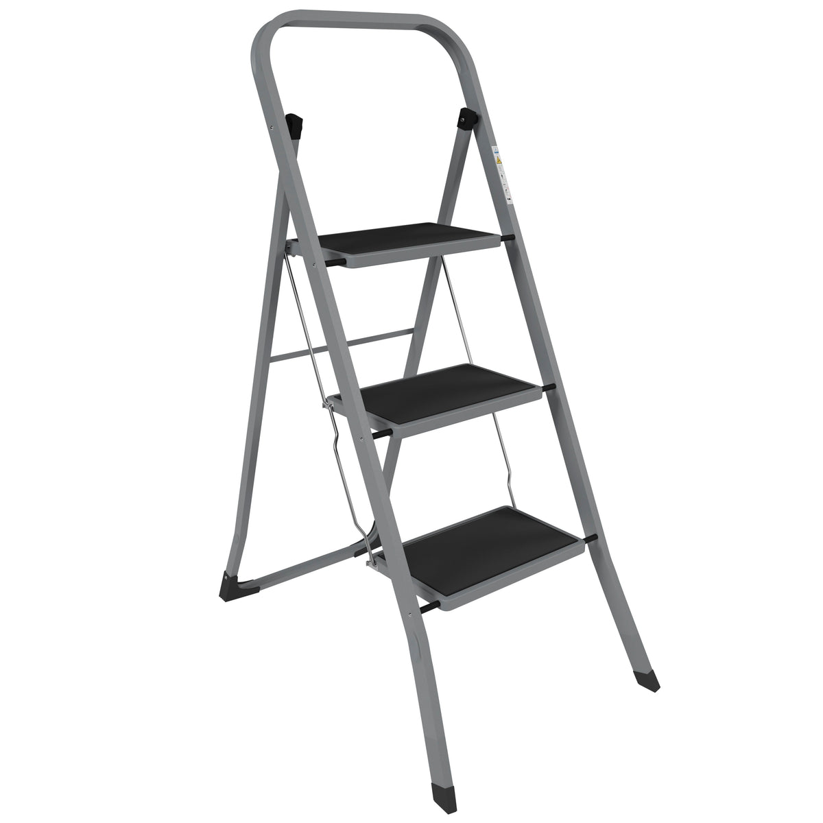 3 Step Ladder With Anti-Slip Mat, Grey