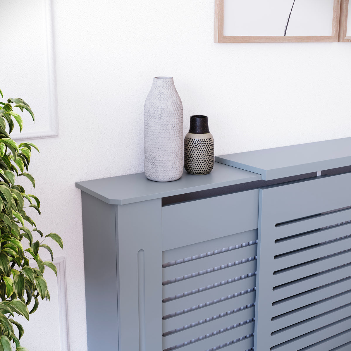 Milton Radiator Cover - Dark Grey, Adjustable, Horizontal Grille Design