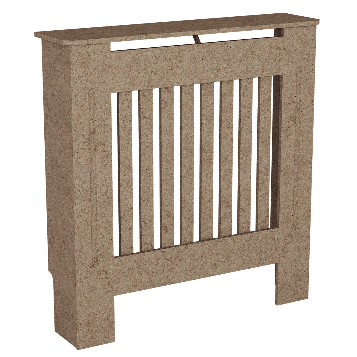 Small unfinished Chelsea radiator cover with decorative slatted front, ready to paint