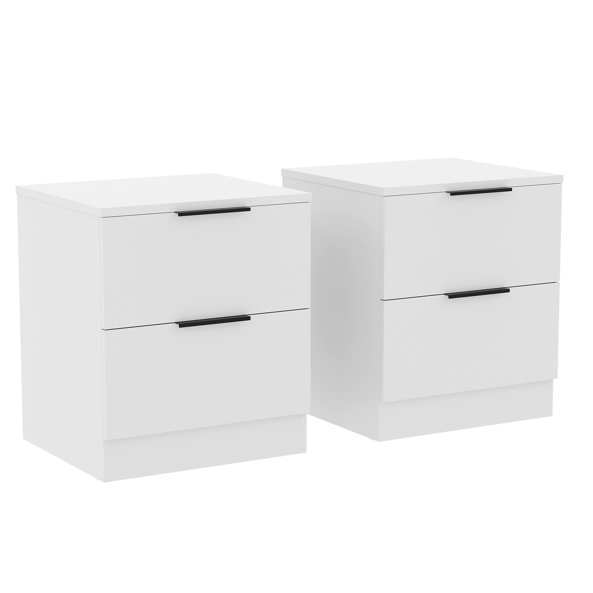Trega 2 Drawer Bedside Chest, White - Set of 2