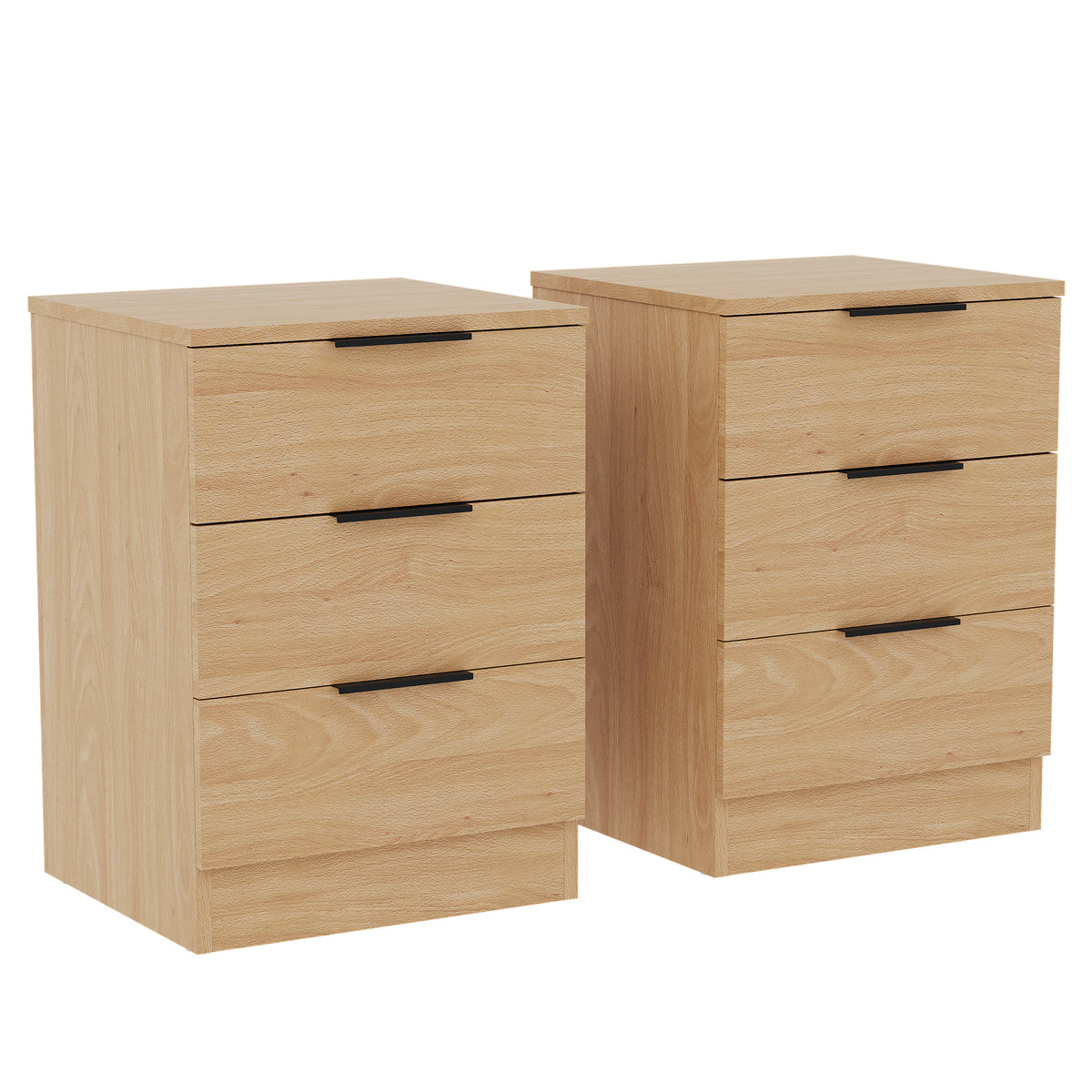 Trega 3 Drawer Bedside Chest, Pine - Set of 2