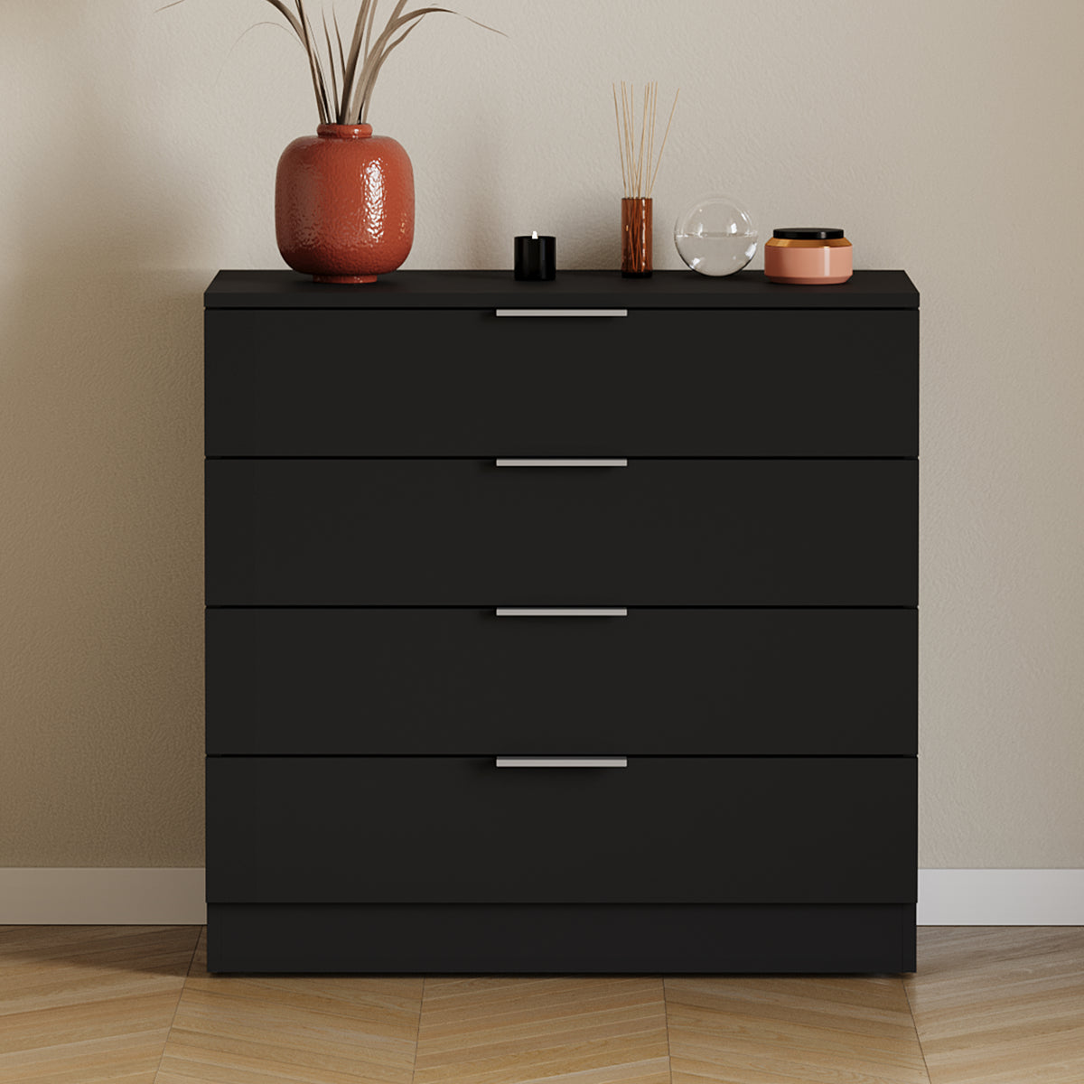 Trega 4 Drawer Chest, Black