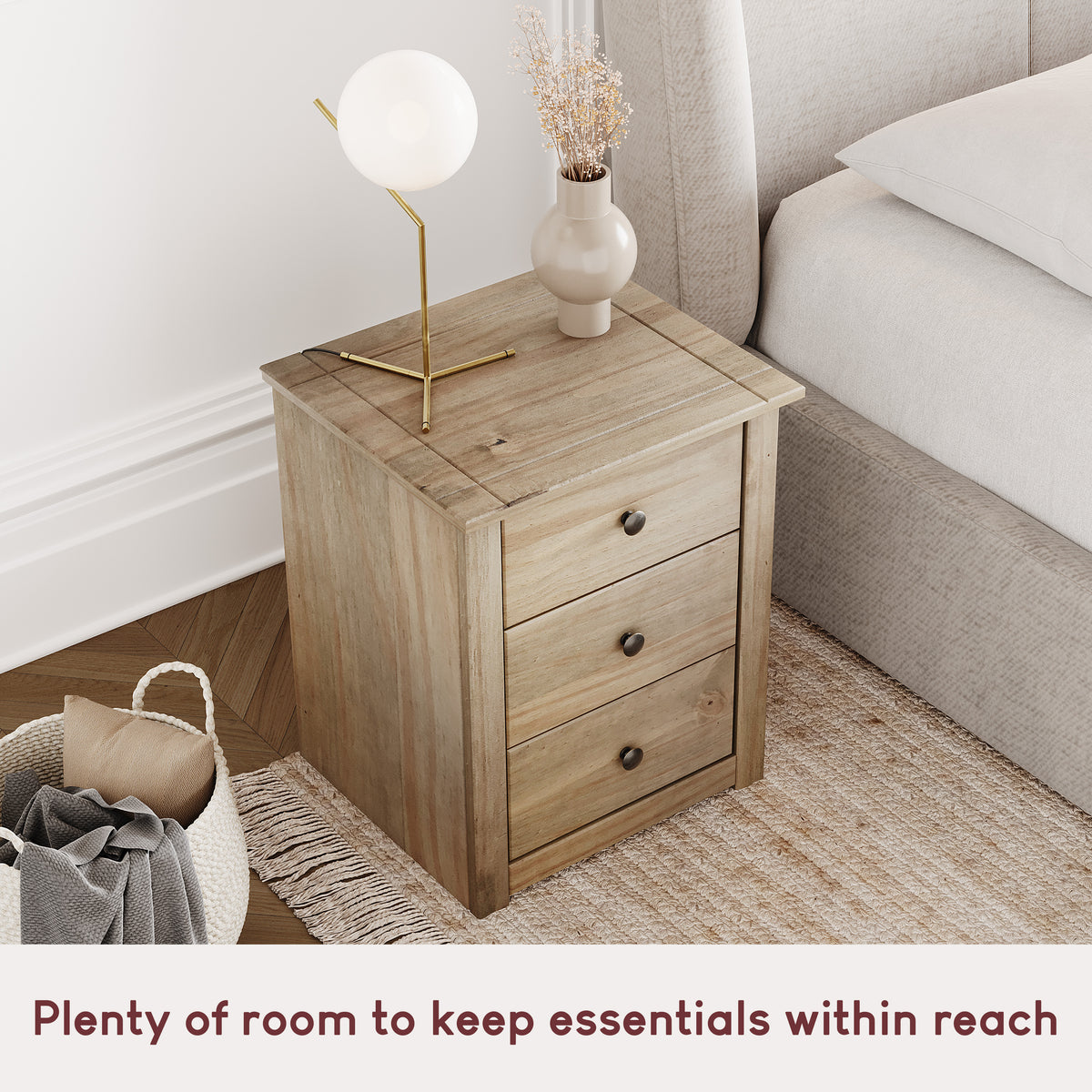 Panama 3-Drawer Bedside Chest