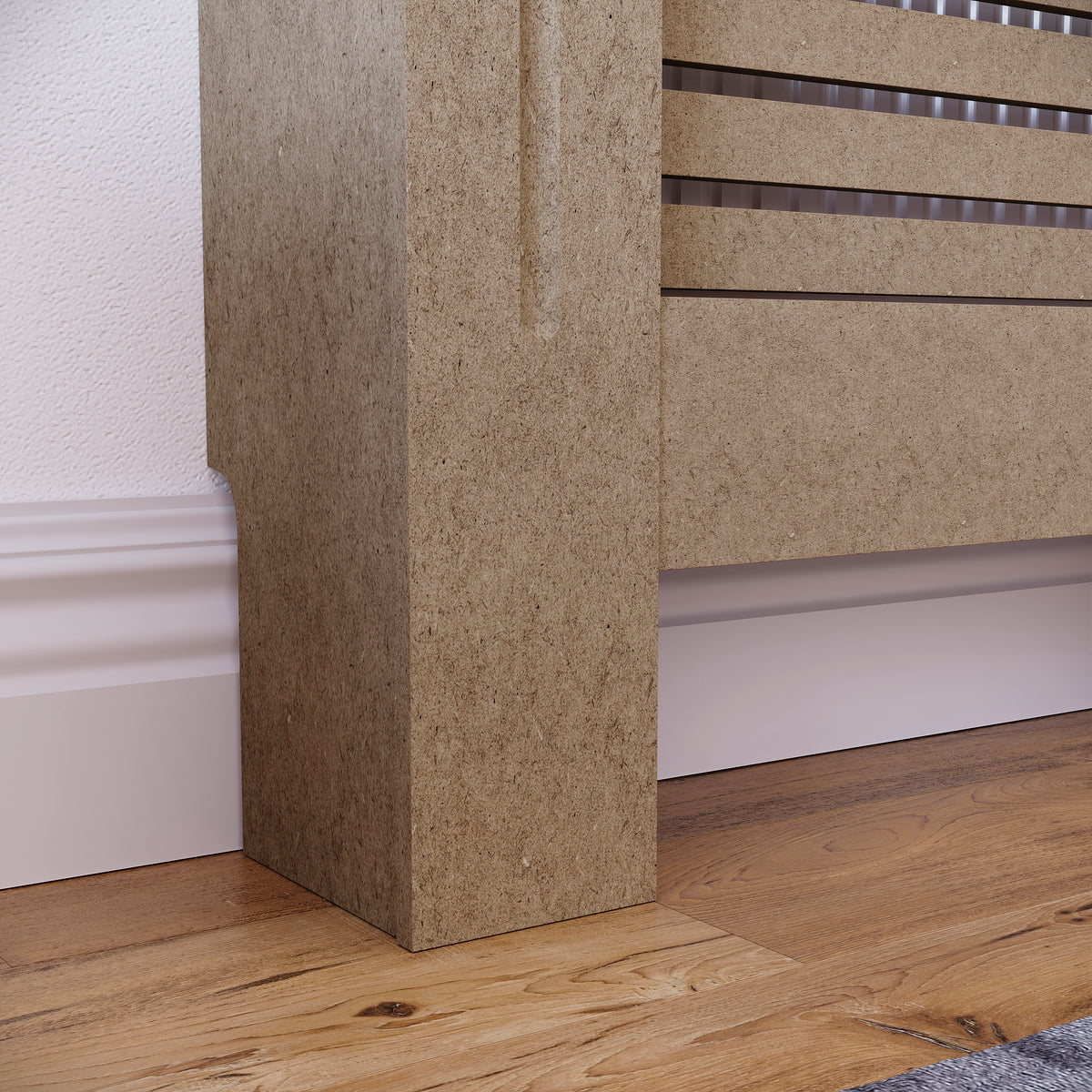 Milton Radiator Cover -White, Medium Size, Horizontal Grille Design
