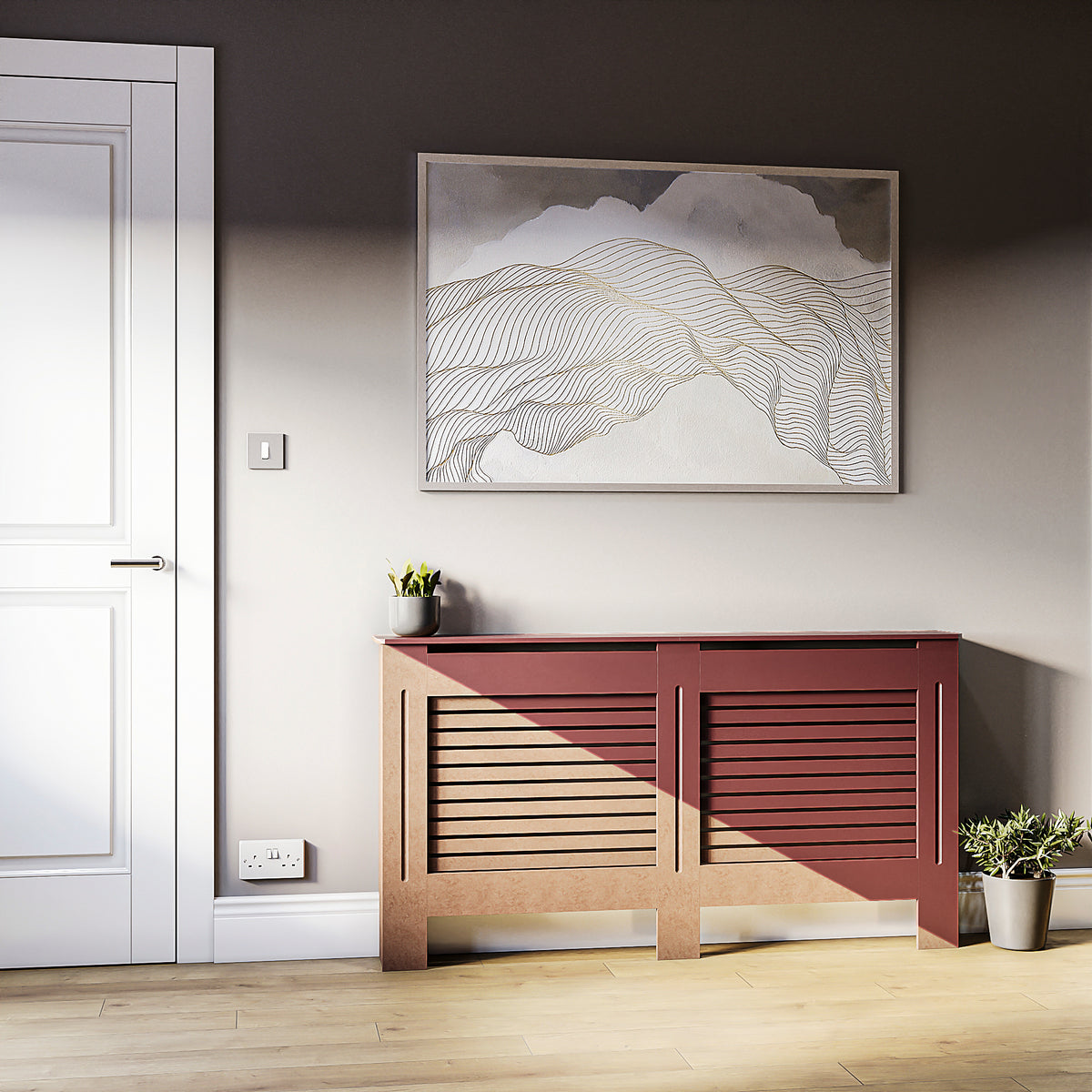 Milton Radiator Cover -Unfinished, Large Size, Horizontal Grille Design