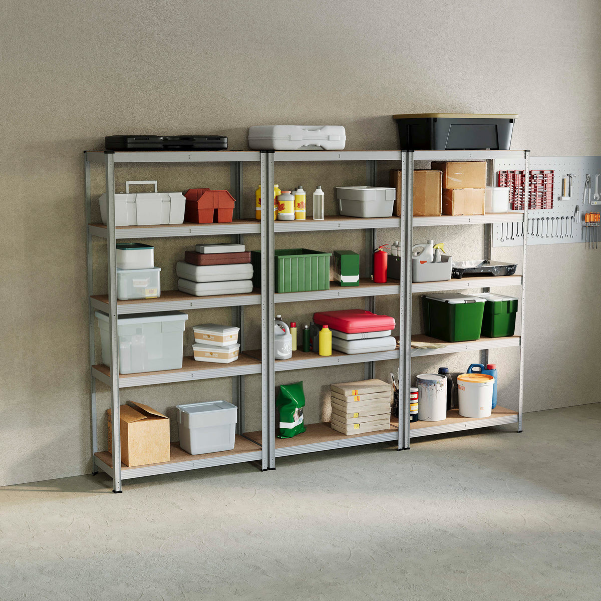 5-Tier Shelf, Galvanised - 3 Bay