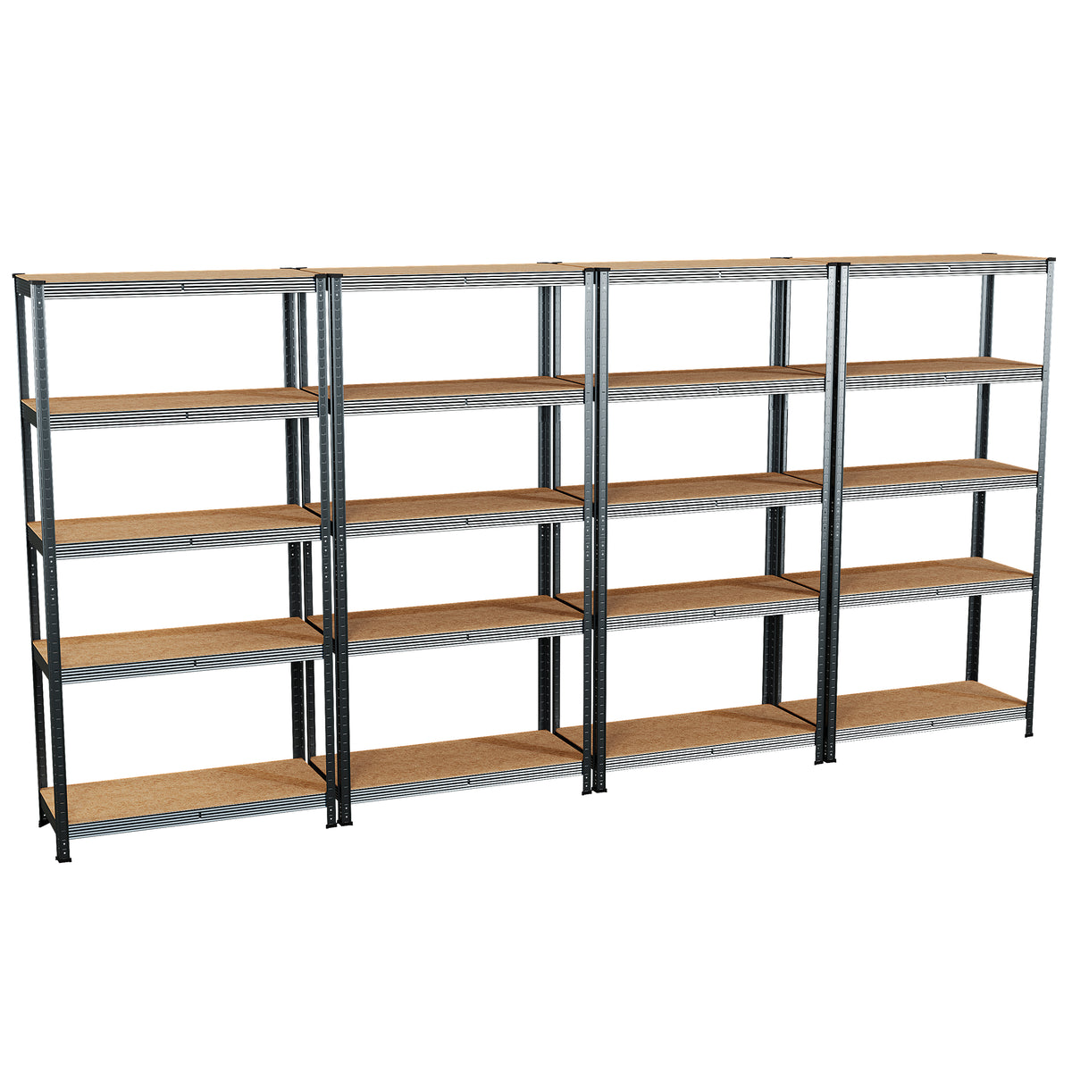 5-Tier Shelf, Galvanised - 4 Bay