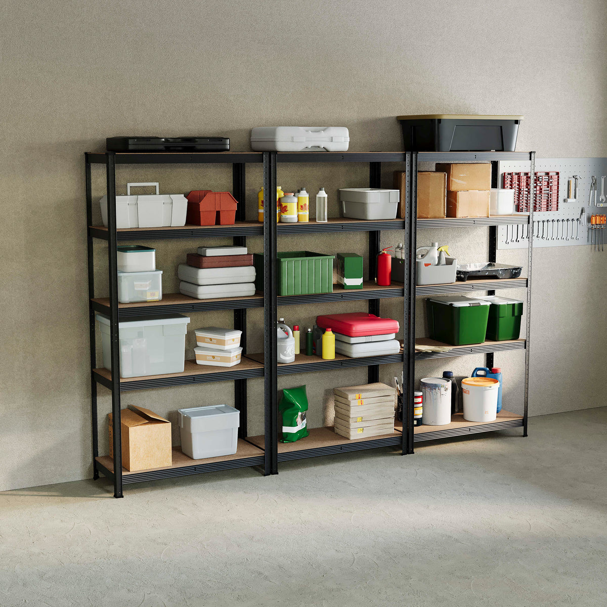 5-Tier Shelf, Black - 3 Bay