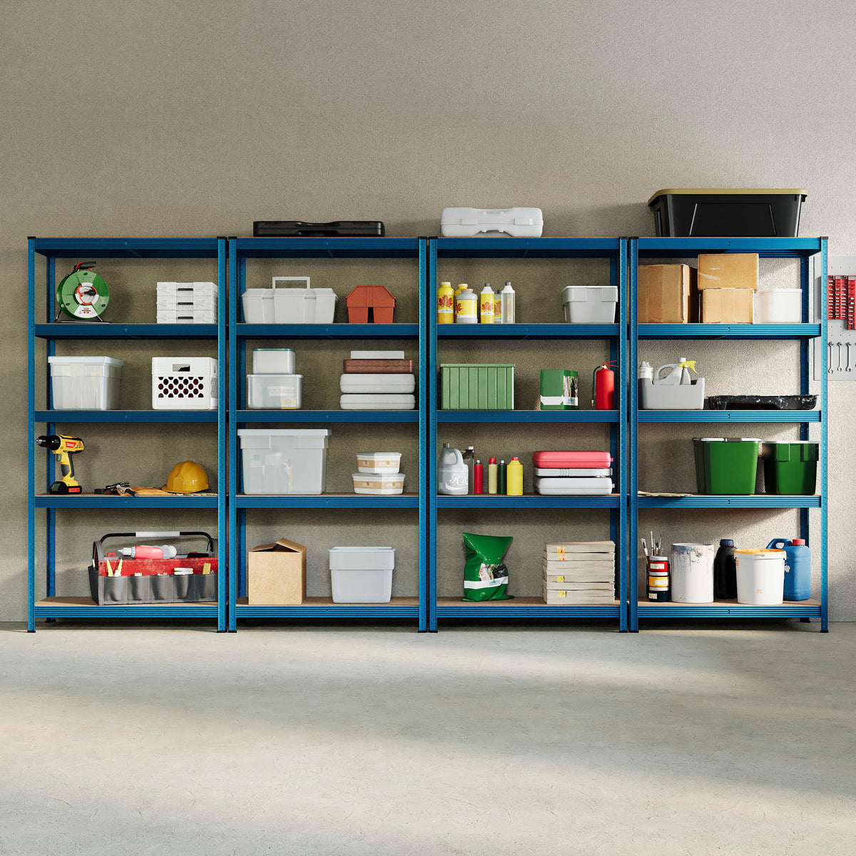 5-Tier Shelf, Blue - 4 Bay