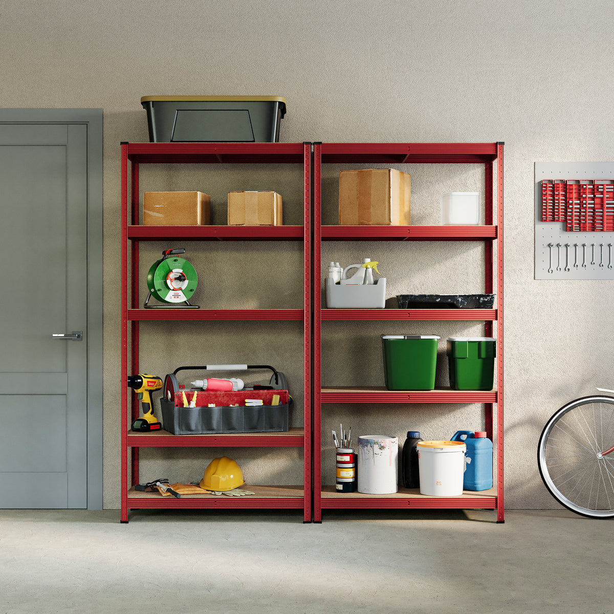 5-Tier Shelf, Red - 2 Bay