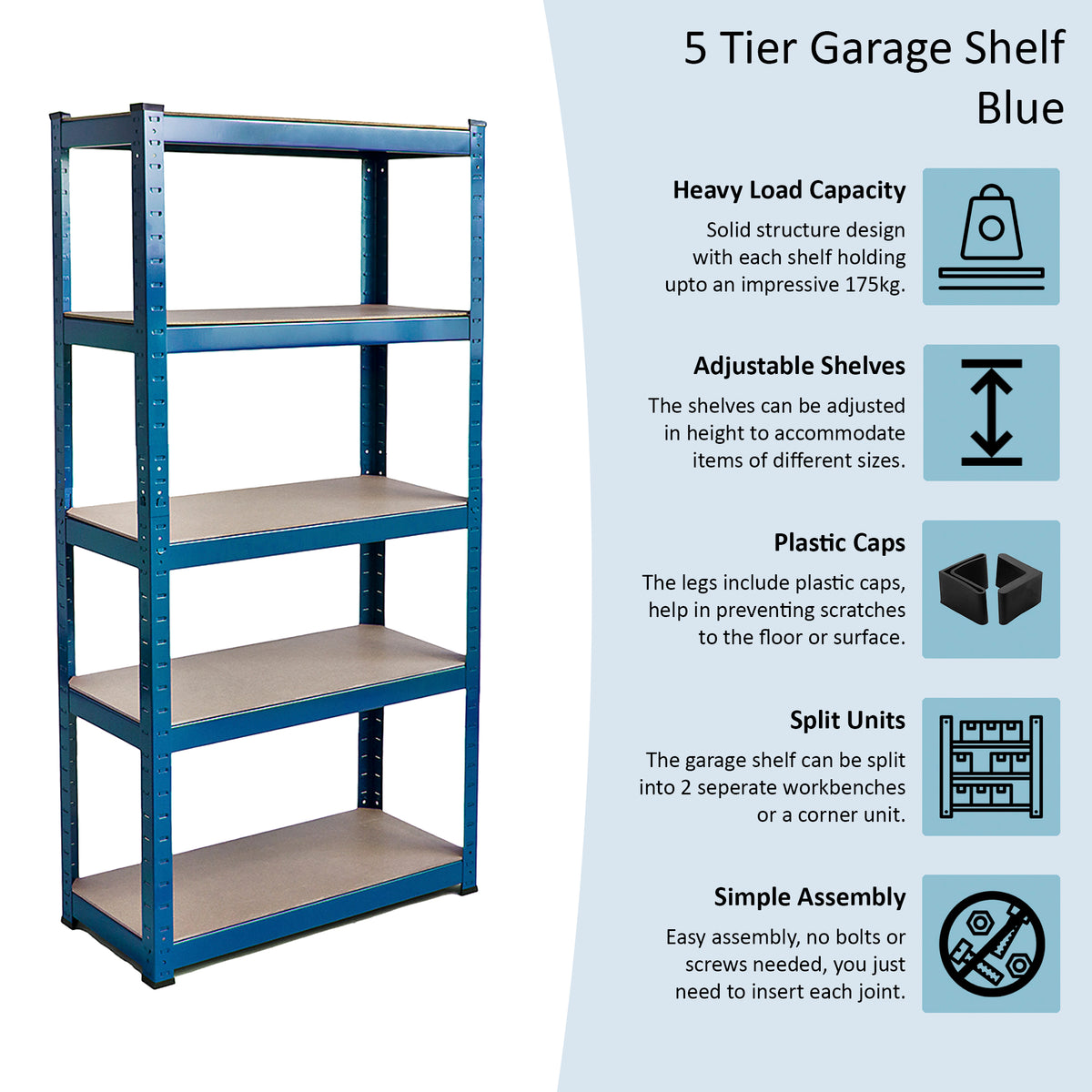 5-Tier Shelf, Large, Blue