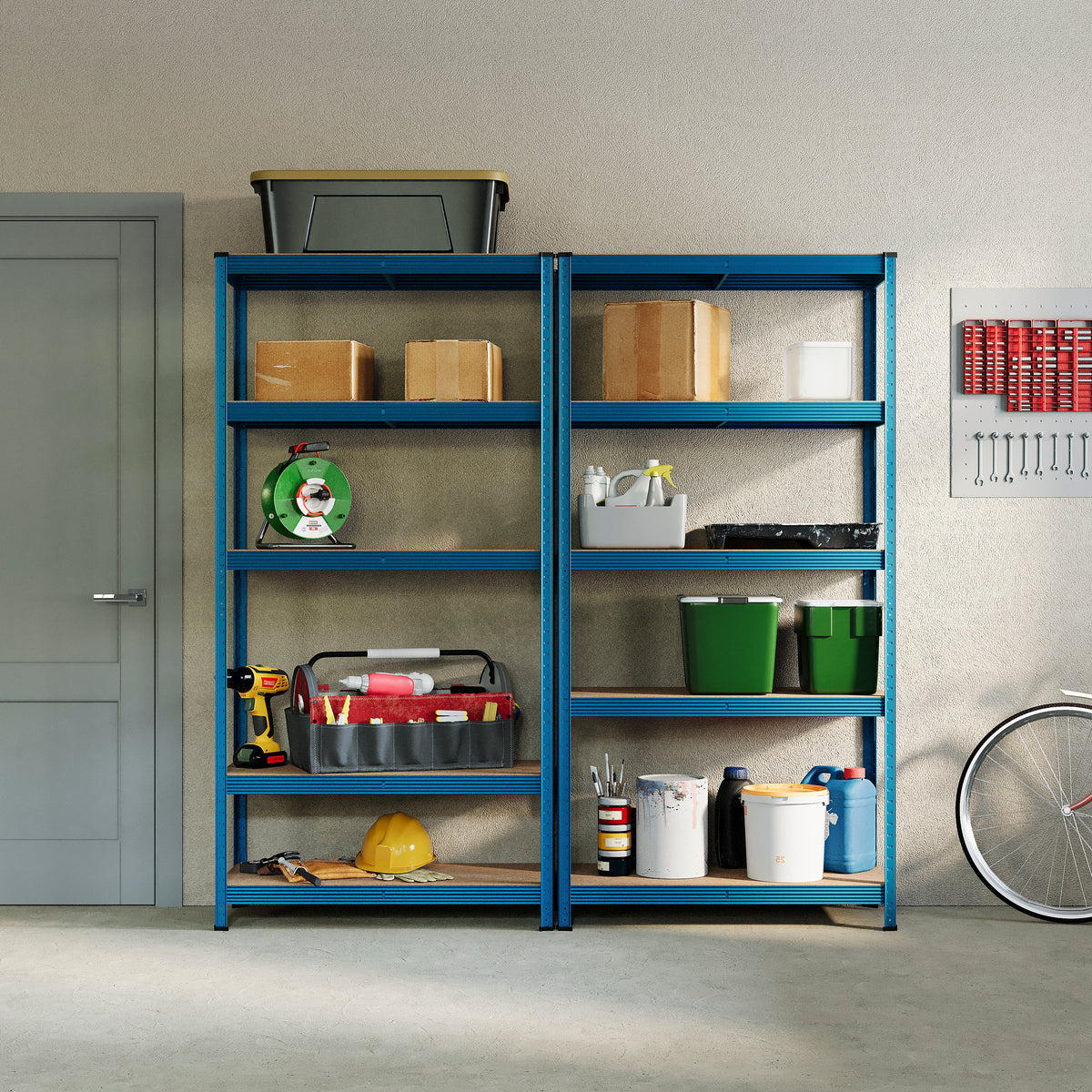 5-Tier Shelf, Large, Blue - 2 Bay