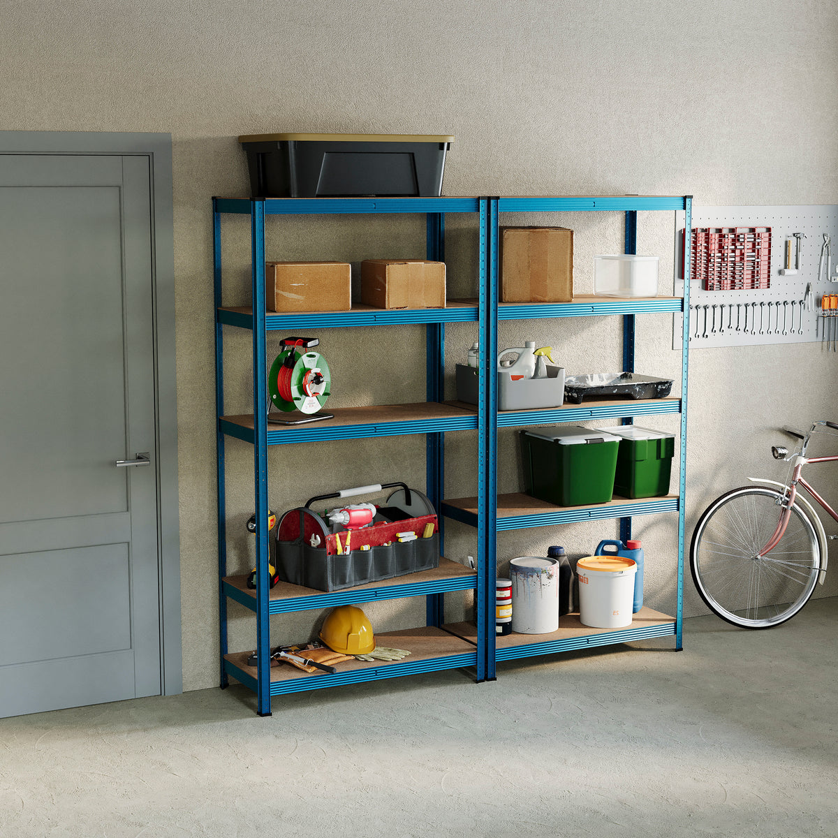 5-Tier Shelf, Large, Blue - 2 Bay