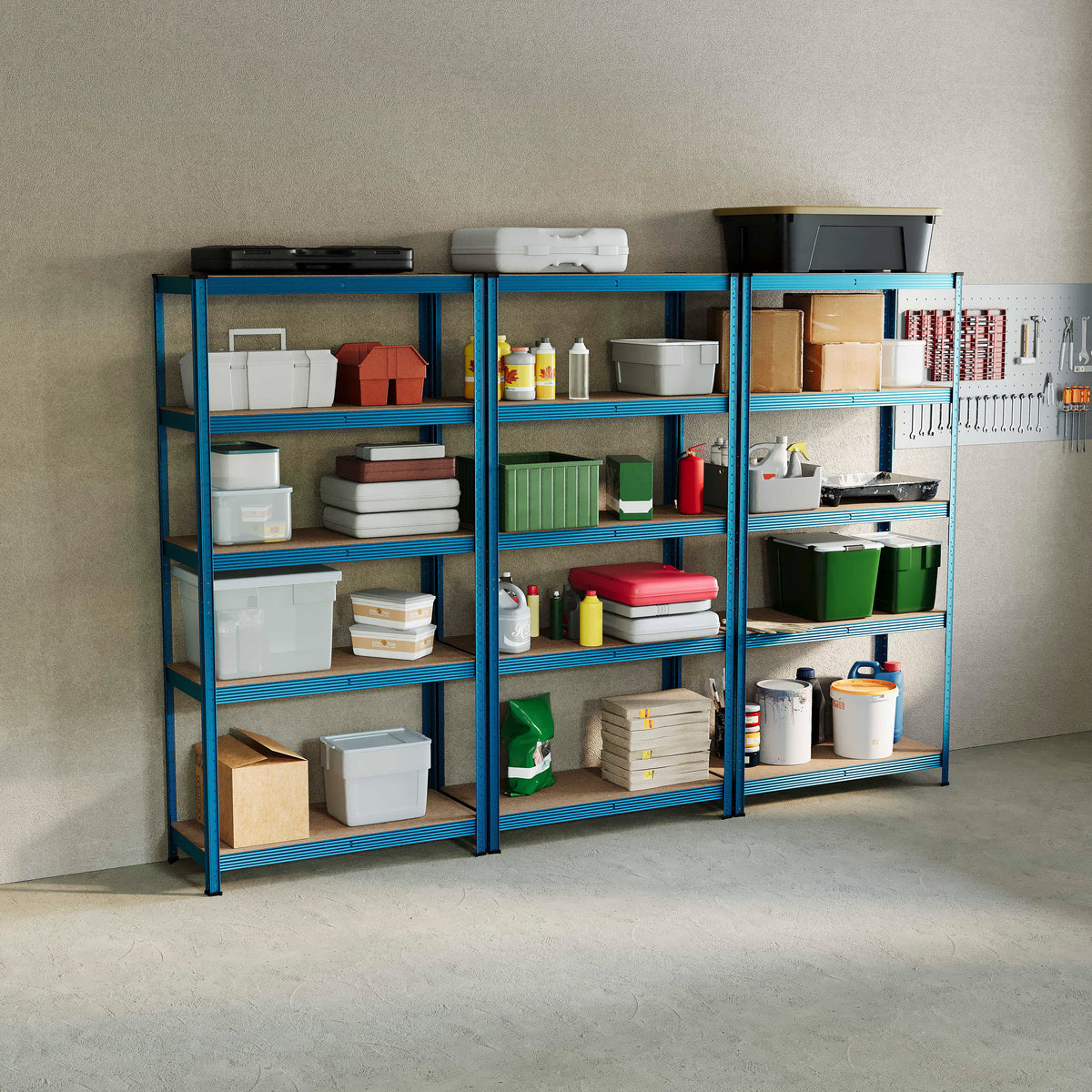 5-Tier Shelf, Large, Blue - 3 Bay
