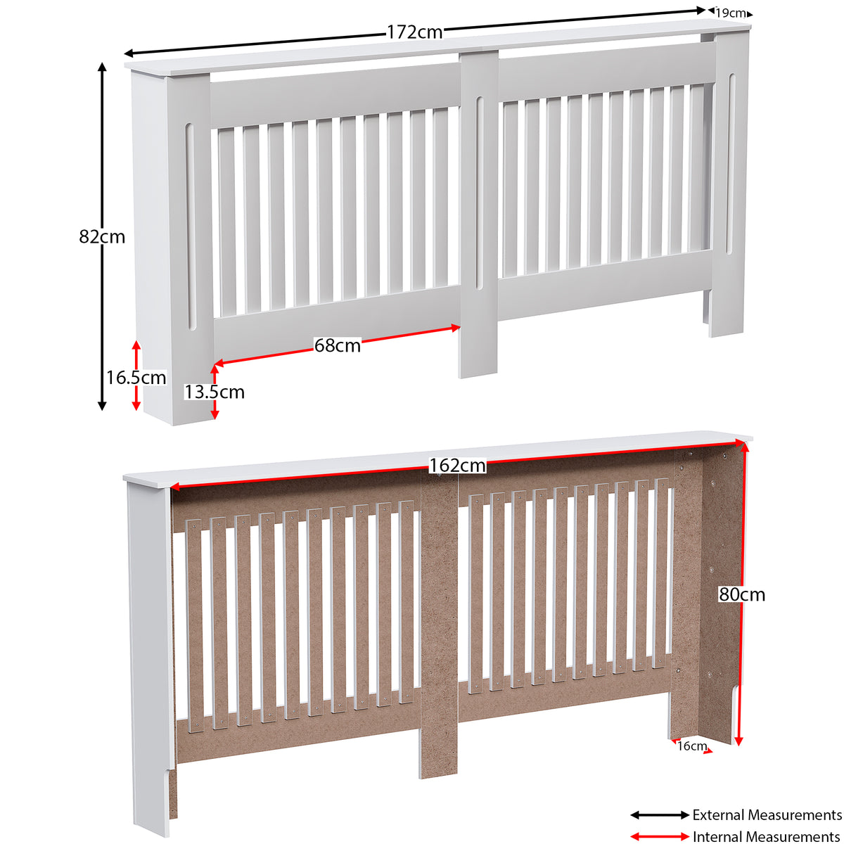 Extra Large White Chelsea radiator cover with decorative slatted front.