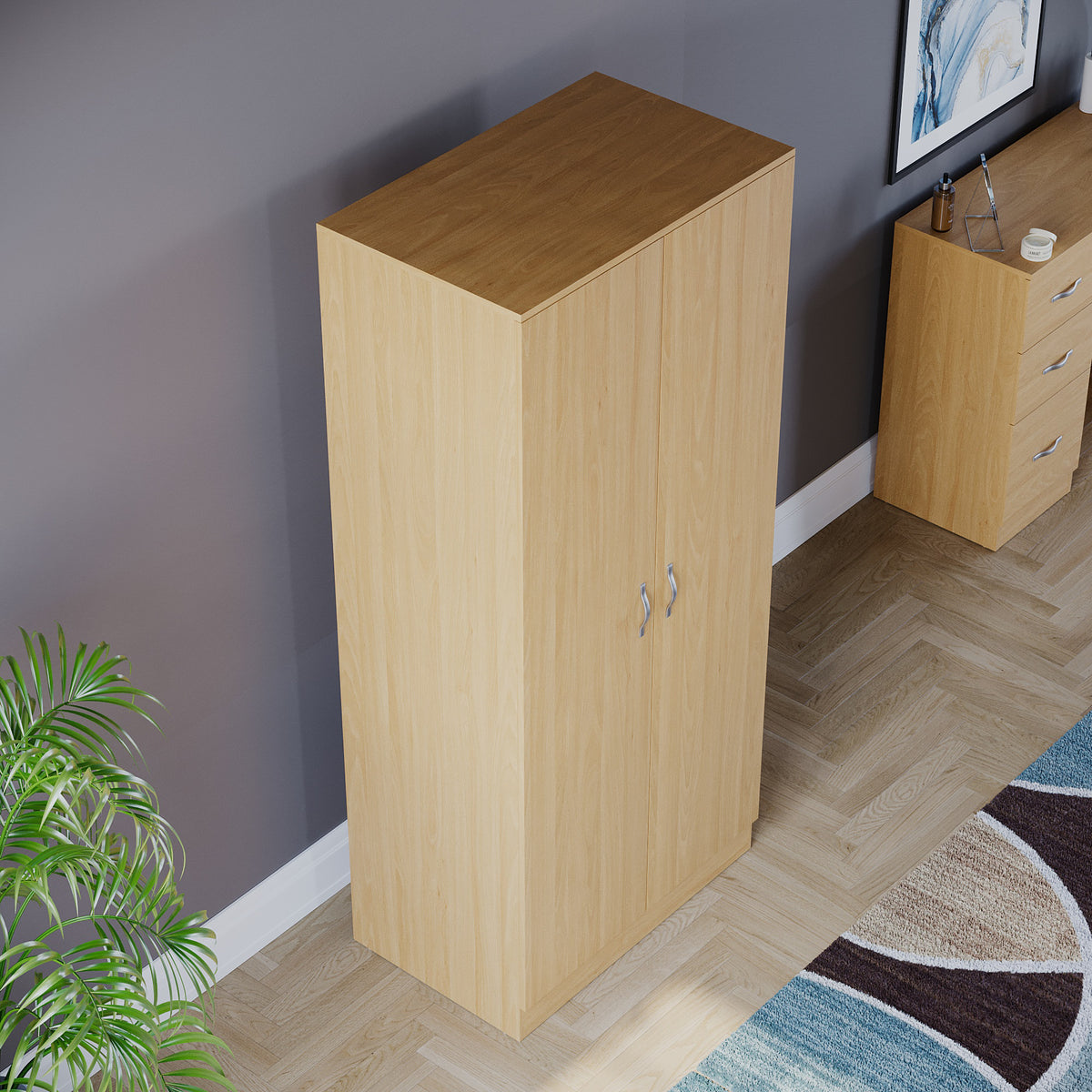 Riano 2 Door Wardrobe for Bedroom Storage - Pine