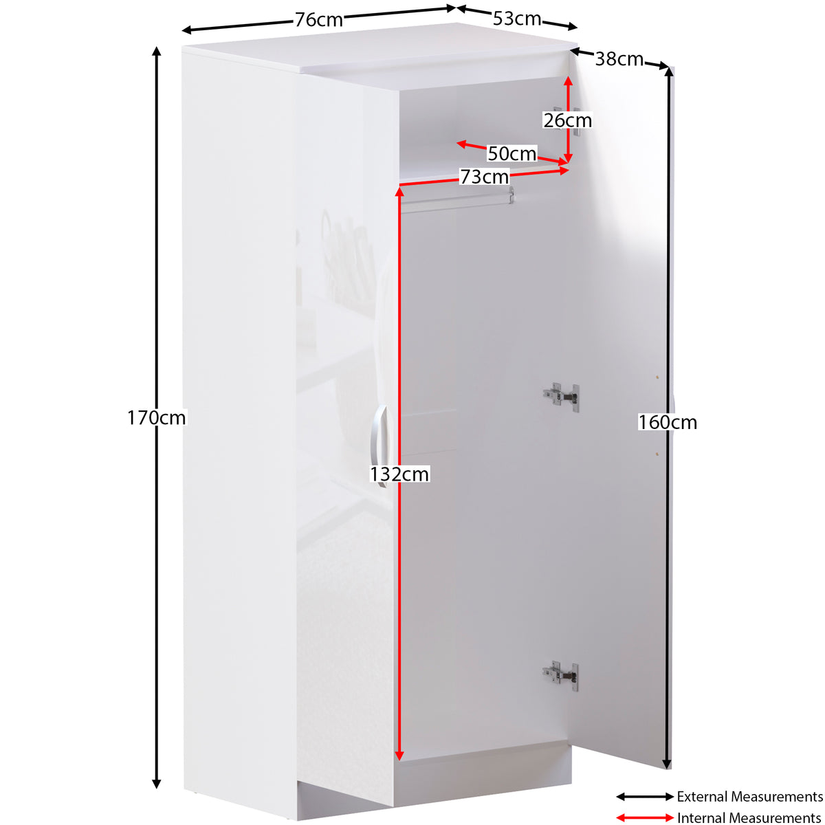 Hulio 2-Door Wardrobe - White