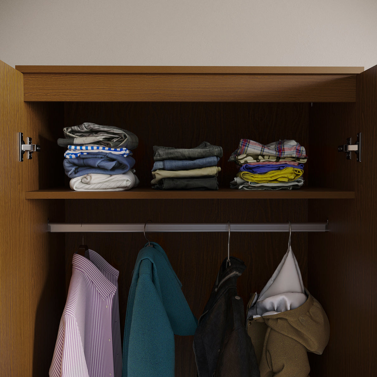 Hulio 2-Door Wardrobe - Walnut & White