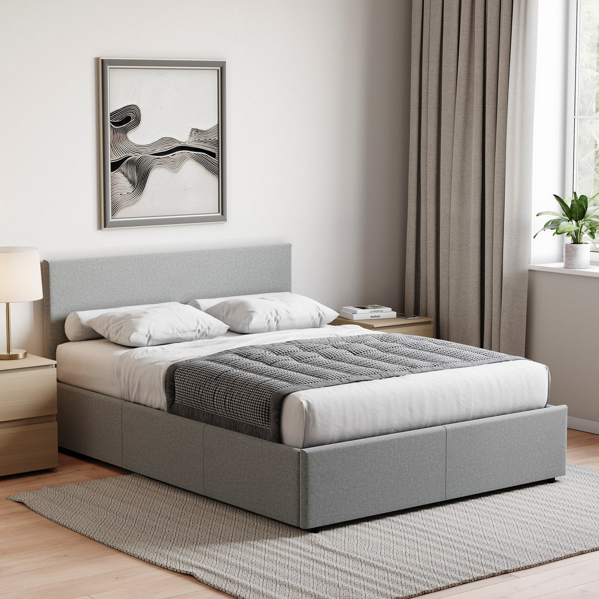 Veronica King Size Linen Ottoman Bed, Light Grey UKFR