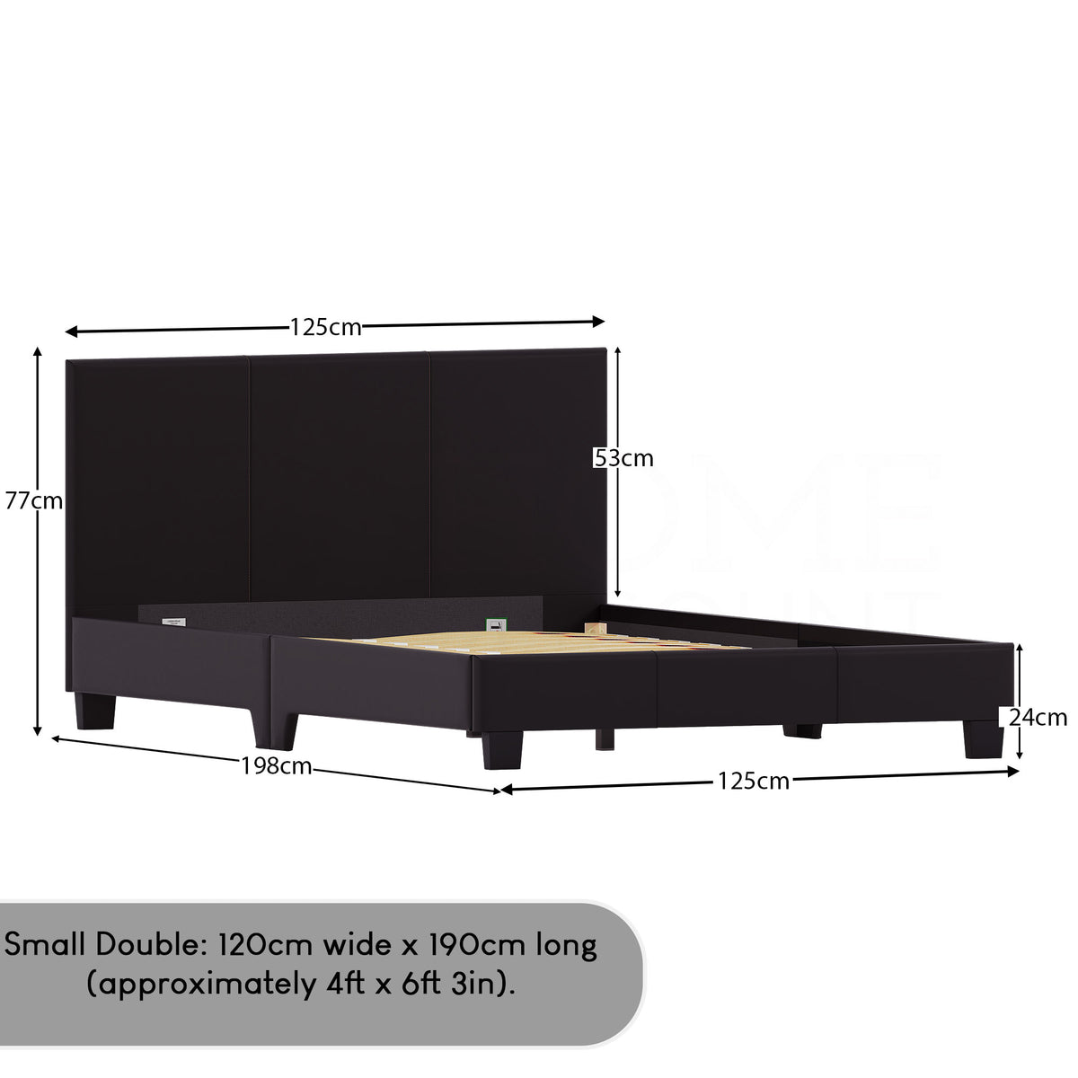 Lisbon Small Double Faux Leather Bed, Brown UKFR