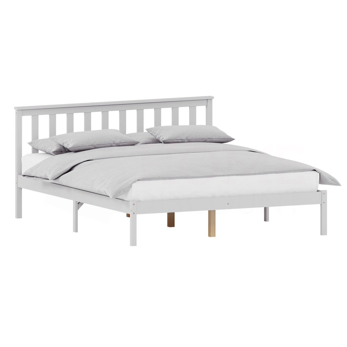 Milan King Size Wooden Bed, Low Foot, White