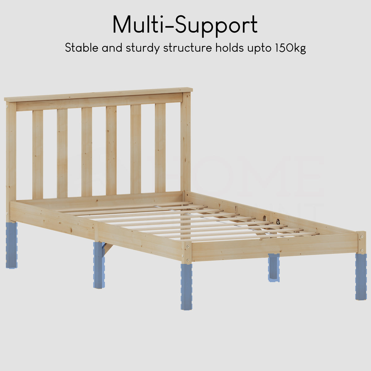 Milan Single Wooden Bed, Low Foot, Pine