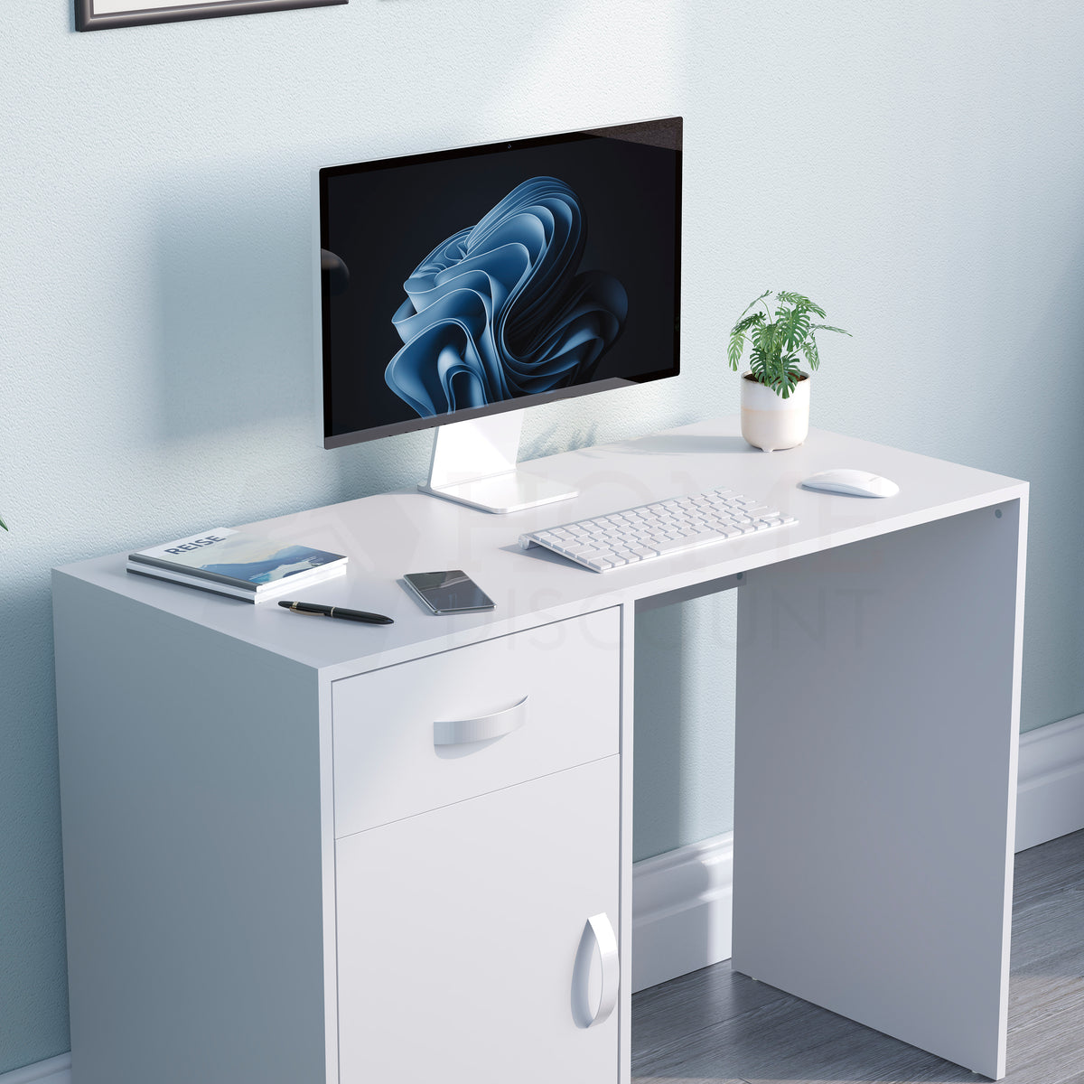Hudson 1-Drawer 1-Door Computer Desk, White