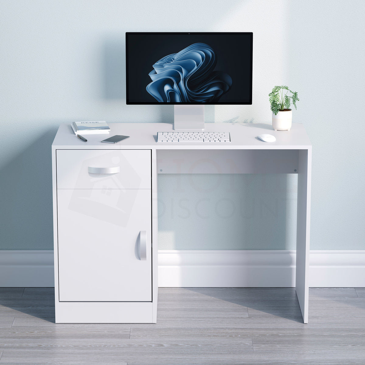 Hudson 1-Drawer 1-Door Computer Desk, White