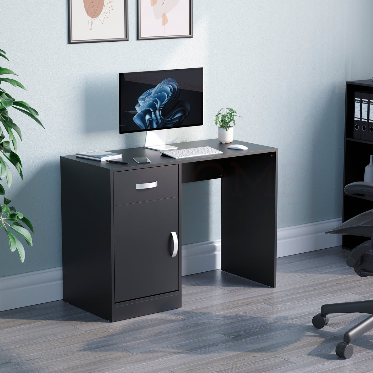 Hudson 1-Drawer 1-Door Computer Desk, Black