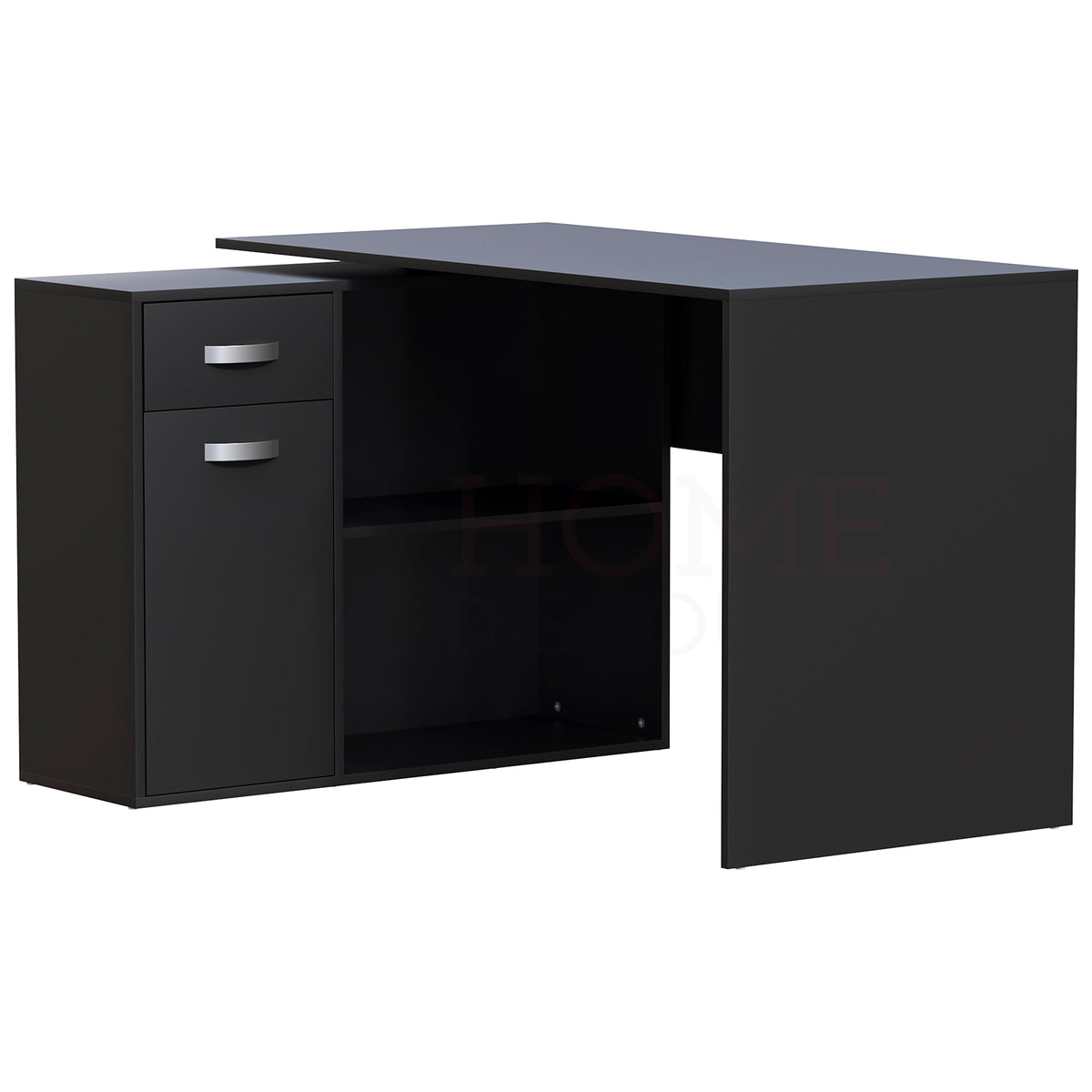 Longton 1-Door 1-Drawer Adjustable Computer Desk, Black