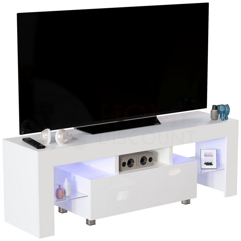 Luna 1 Drawer LED TV Unit, White