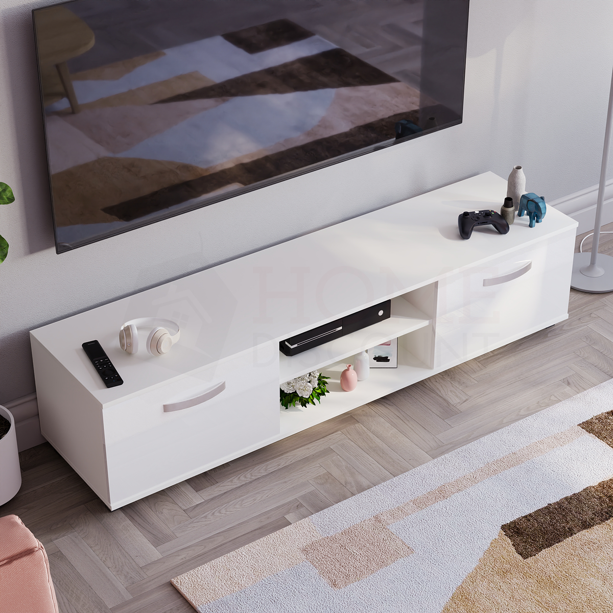 Cosmo 2-Door TV Unit, 160cm - White