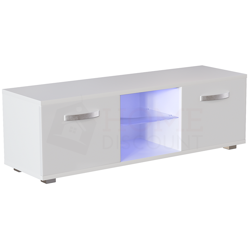 Cosmo 2 Door LED TV Unit, 120cm, White
